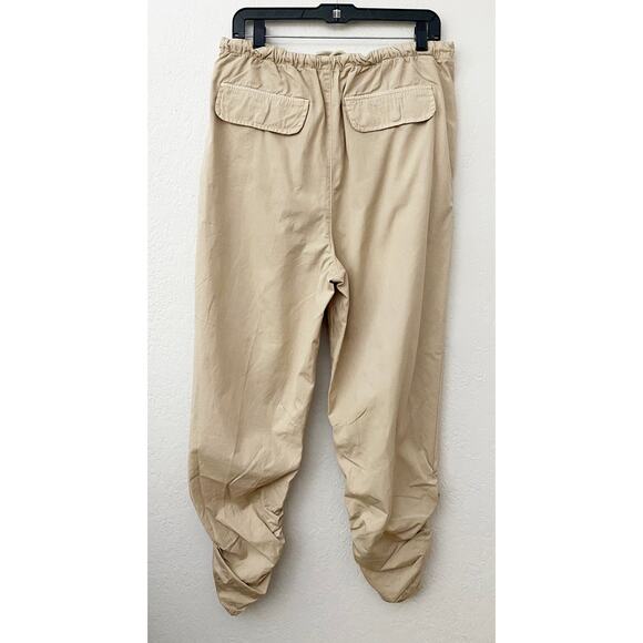 Free People Womens Parachute Pants Summer Khaki Cotton Pockets Ruched Ankle NWT - Picture 5 of 11
